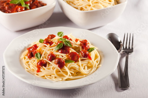 Spaghetti bolognese on plate