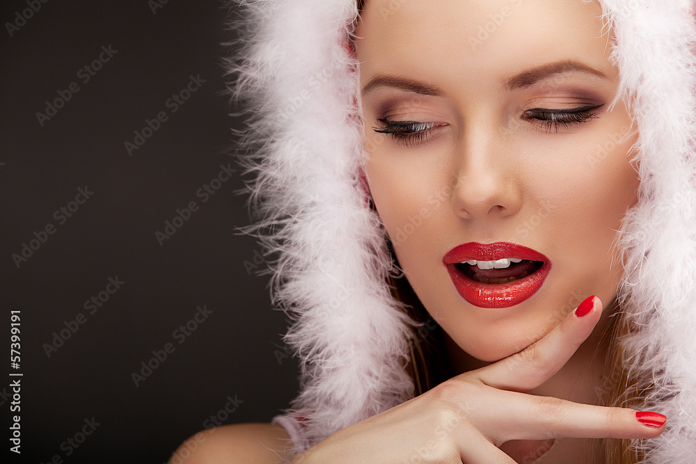beautiful woman holding christmas presents beautiful woman holding christmas presents