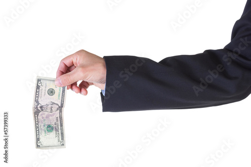Hand holding money.