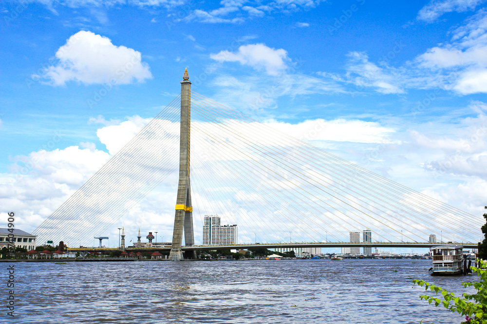 The Rama VIII bridge over the Chao Praya river in Bangkok