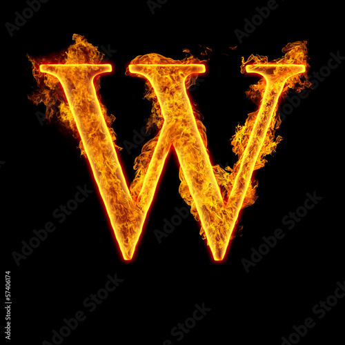 Fire alphabet letter W