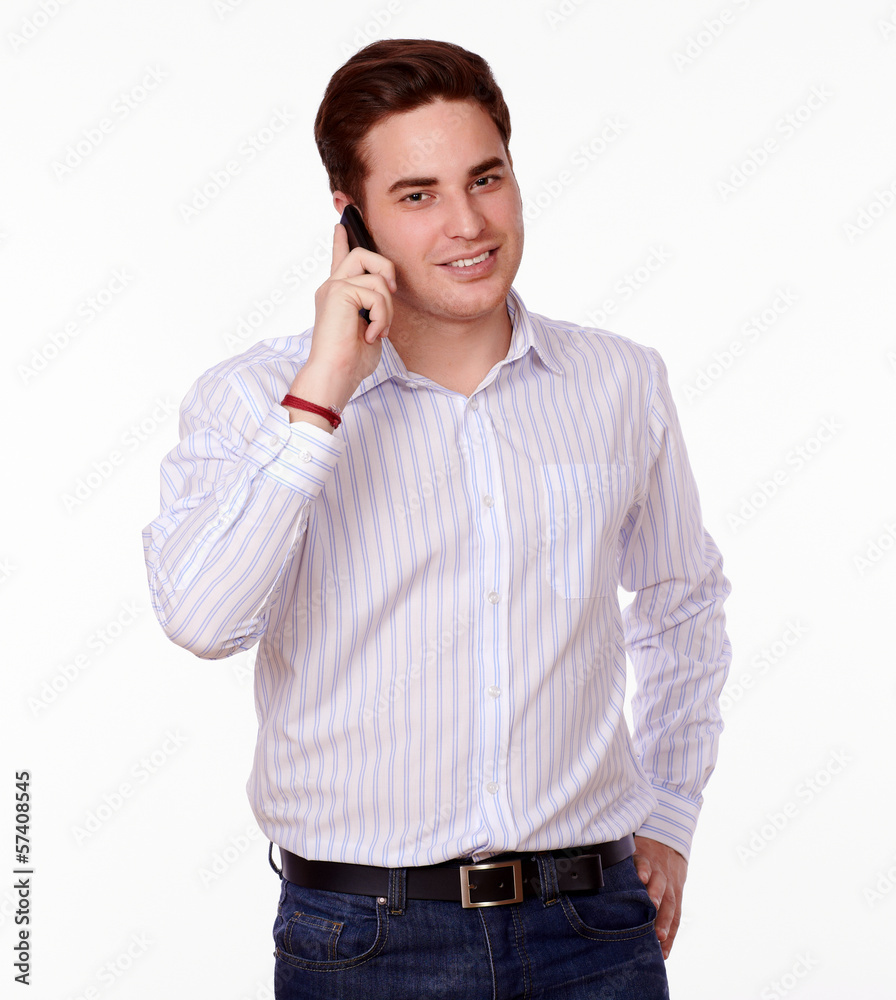 Attractive man talk using his cellphone Attractive man talk using his cellphone