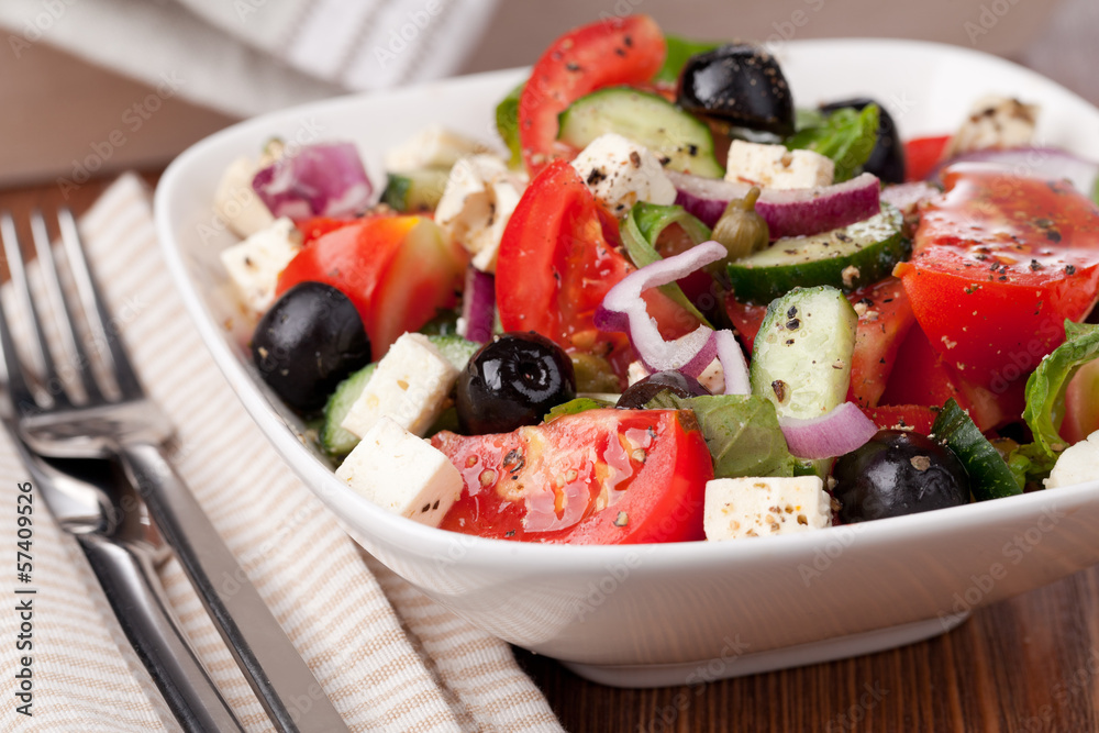 Greek vegetable salad with feta cheese