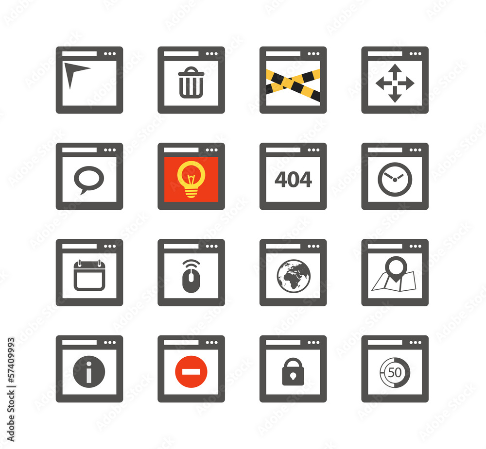 Web browser windows with icons collection Web browser windows with icons collection