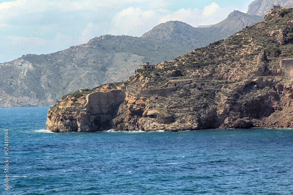 coastal landscape with blue sea and beautiful cliffs
