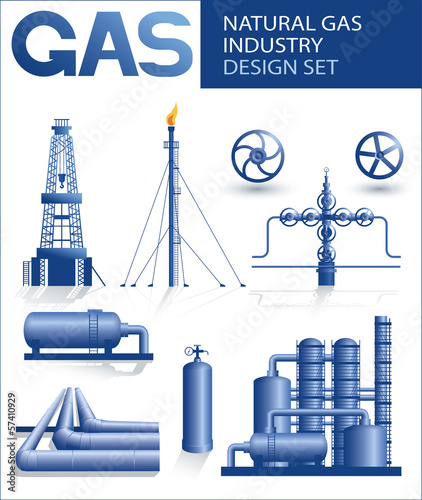 Design set of natural gas industry vector images