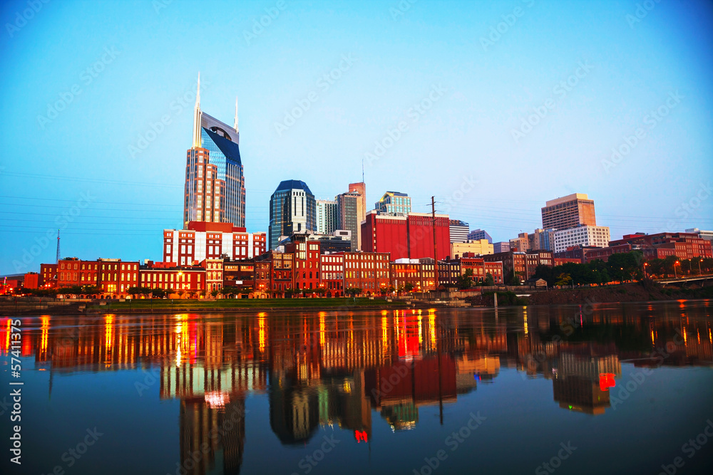 Downtown Nashville cityscape in the morning