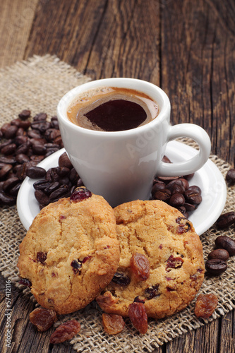 Cup of coffee and cookies