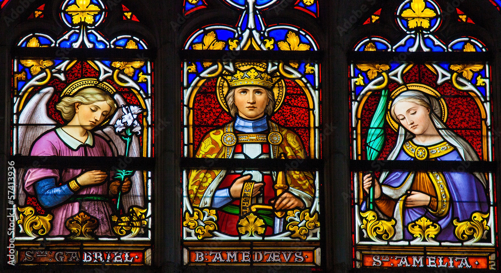Stained glass window in Brussels cathedral