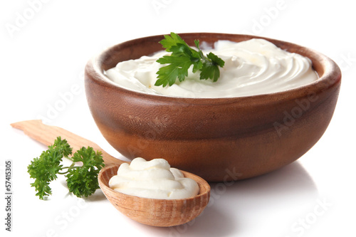 Fotografía Sour cream isolated on white