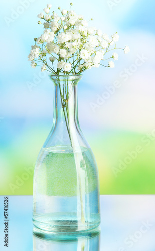 Flowers in bottle on natural background