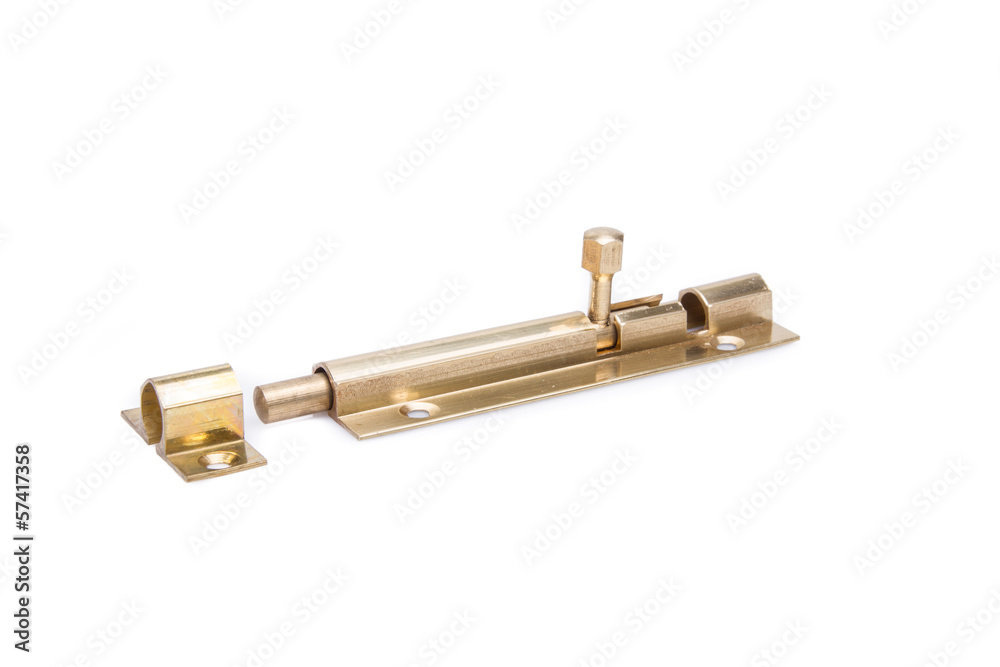 Metal bolt for the door against white background Metal bolt for the door against white background
