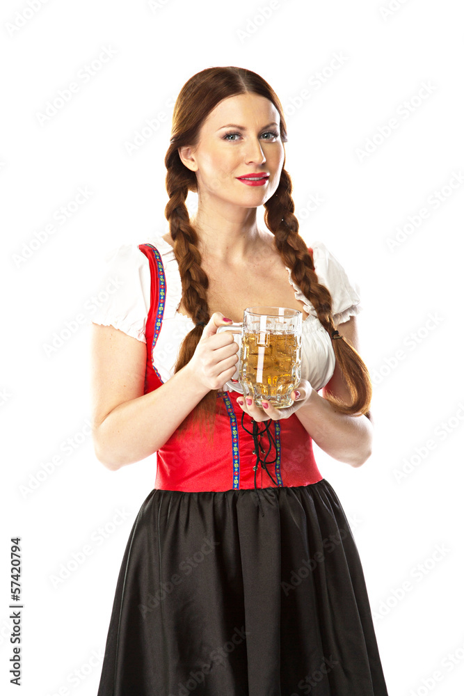 young and beautiful woman in a traditional Bavarian dress young and beautiful woman in a traditional Bavarian dress