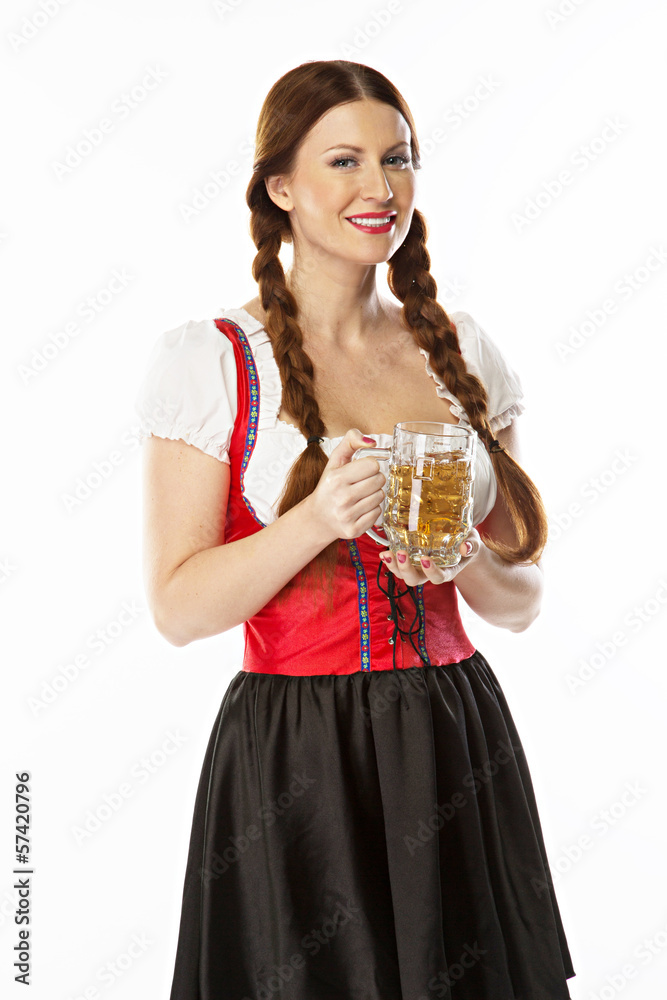 young and beautiful woman in a traditional Bavarian dress young and beautiful woman in a traditional Bavarian dress