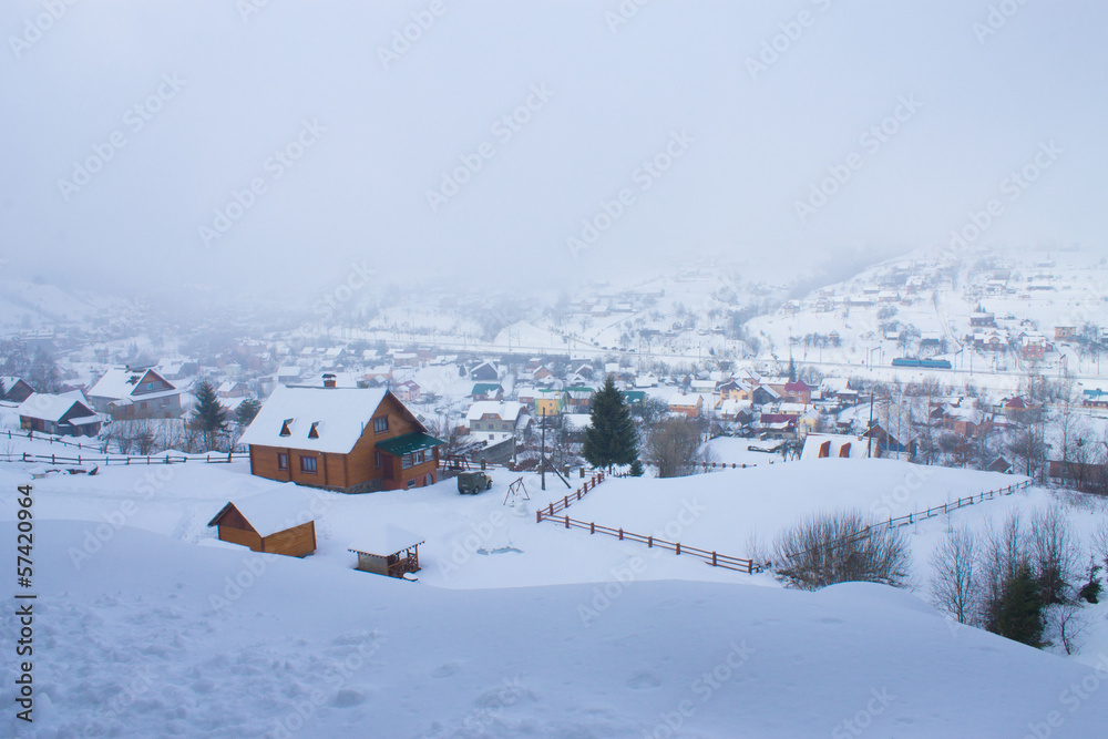 winter village view