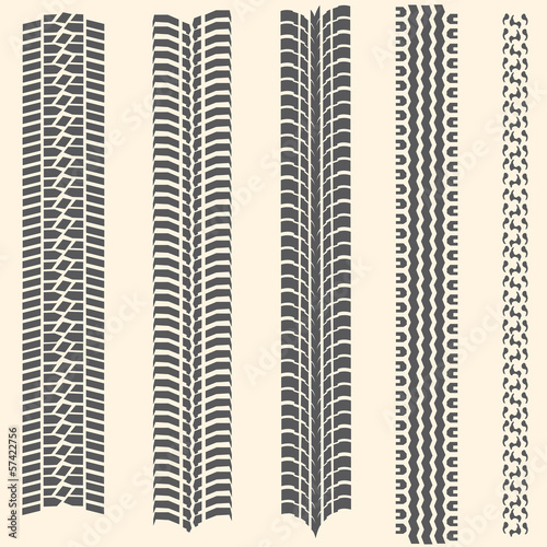 vector set of 5 tire tracks