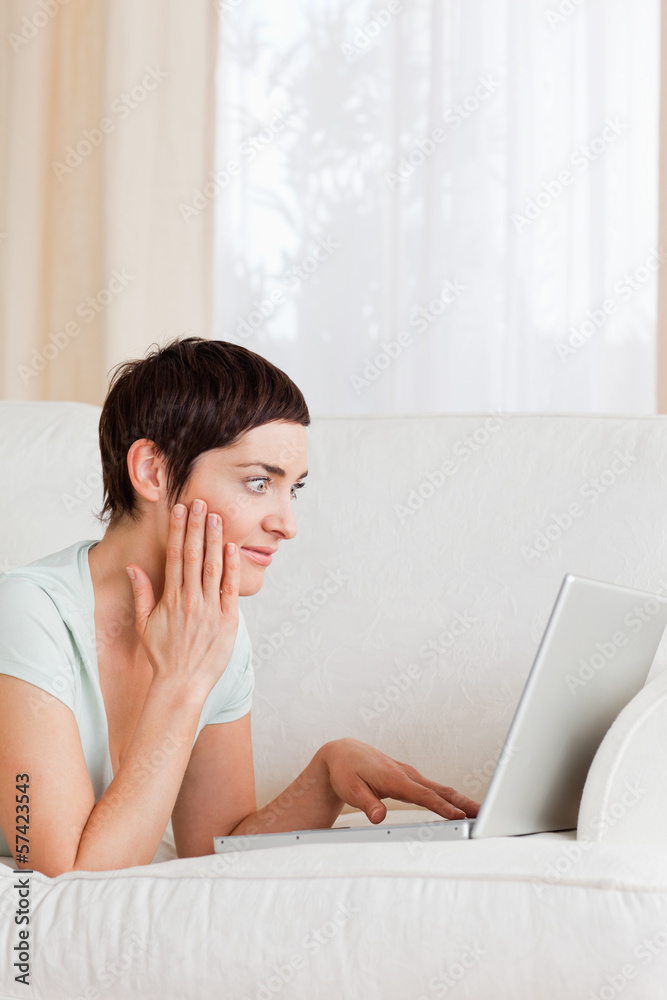 Portrait of a surpised woman using a laptop Portrait of a surpised woman using a laptop