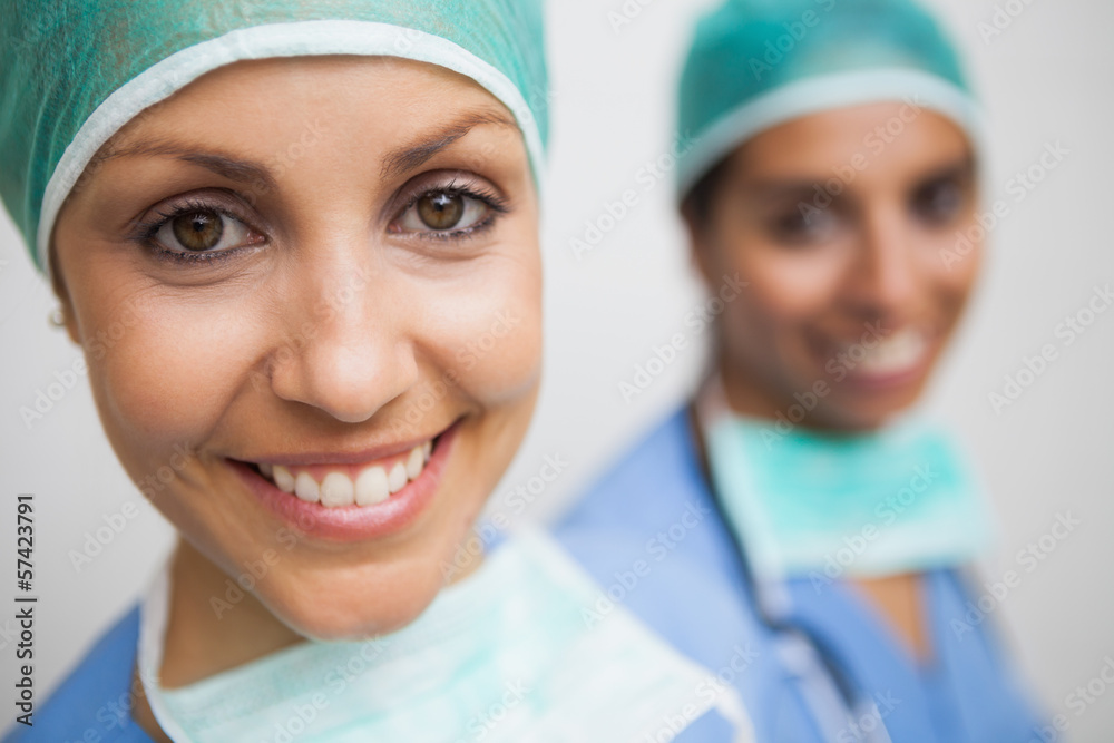 smiling nurse in surgical cap smiling nurse in surgical cap