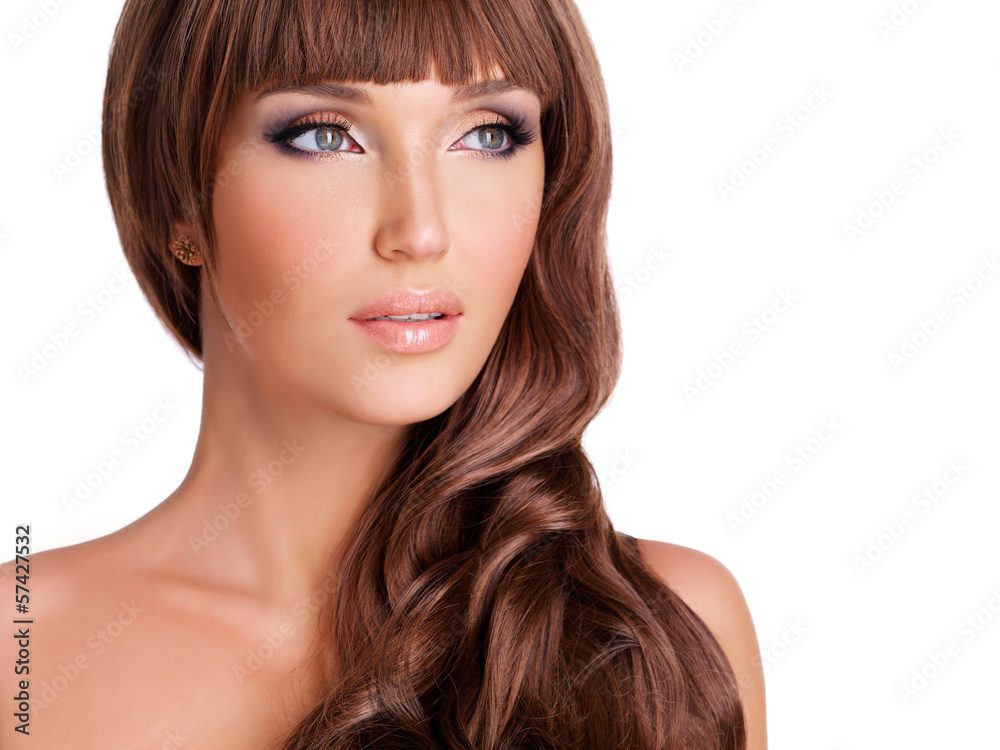 Profile portrait of beautiful woman with long red hairs Profile portrait of beautiful woman with long red hairs