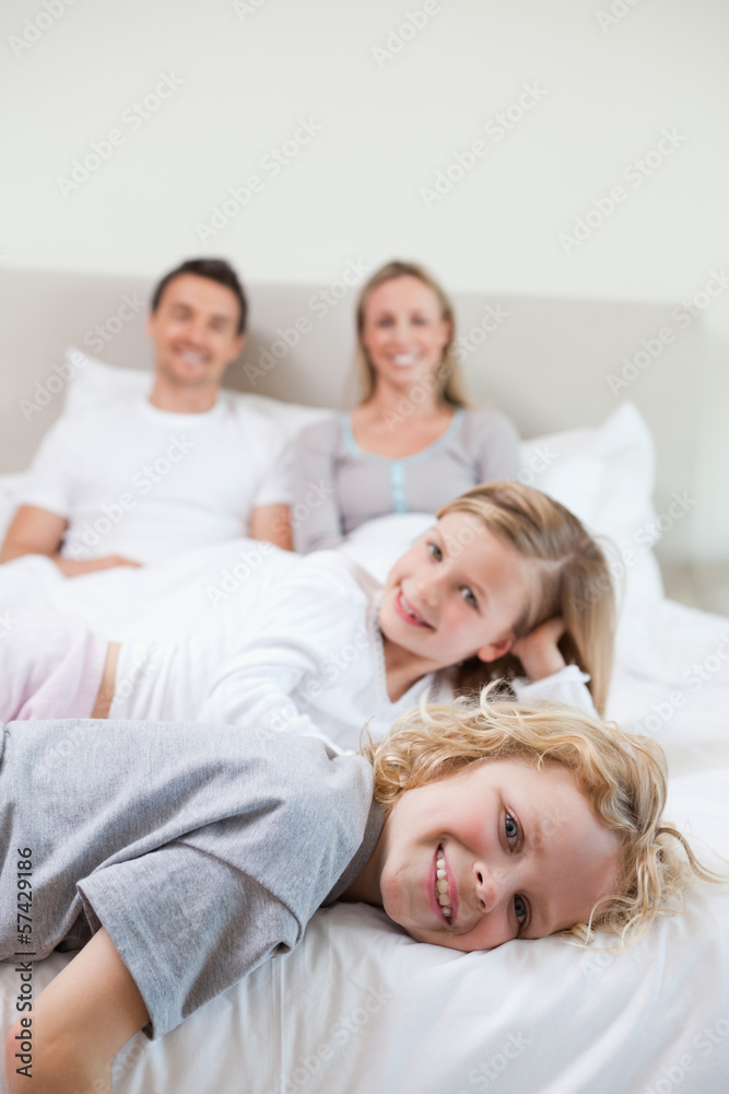 Happy family taking a rest