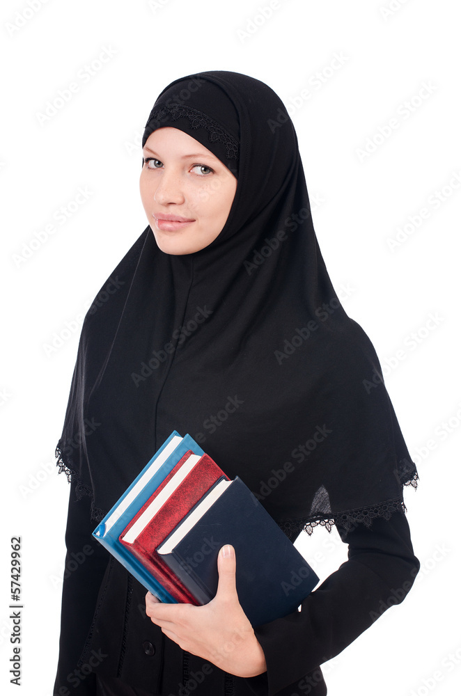 Young muslim female student with books Young muslim female student with books