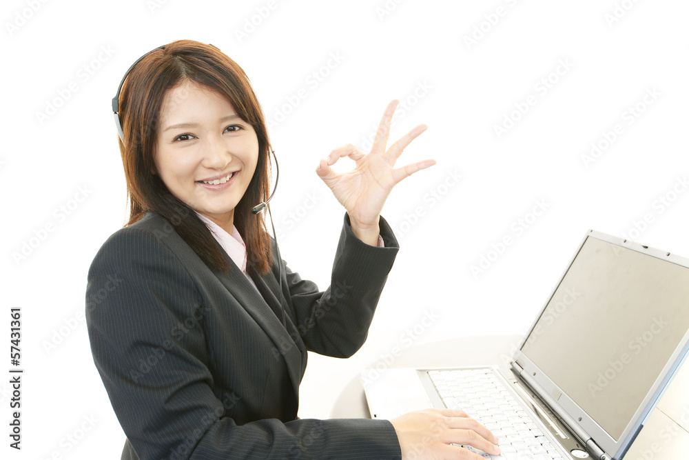 OKサインのオペレーター OKサインのオペレーター