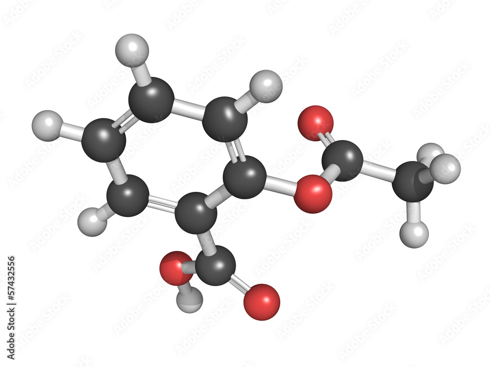 Acetylsalicylic acid (aspirin) pain relief drug molecule, chemic Acetylsalicylic acid (aspirin) pain relief drug molecule, chemic
