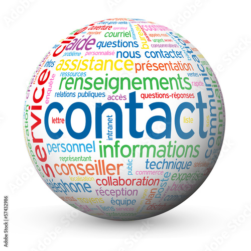 Globe - Nuage de Tags CONTACT (aide coordonnées service clients)