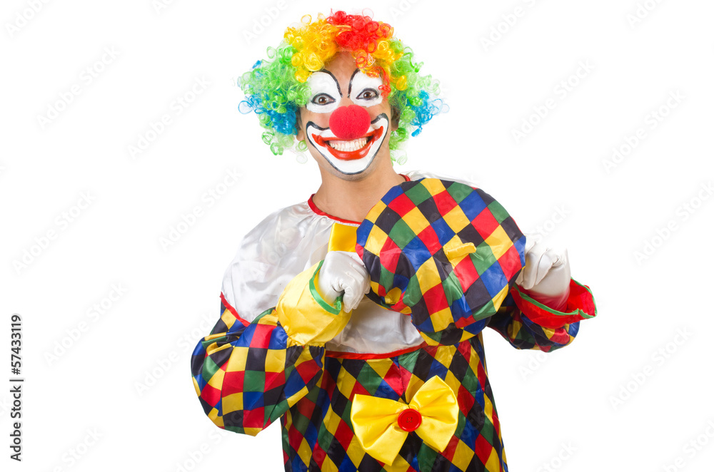 Funny clown isolated on white Funny clown isolated on white