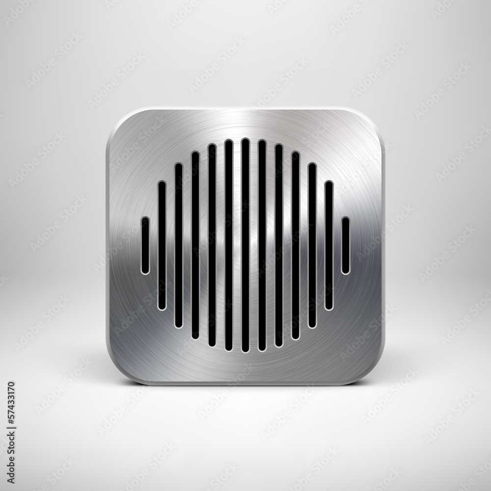 Technology App Icon Template with Metal Texture Technology App Icon Template with Metal Texture