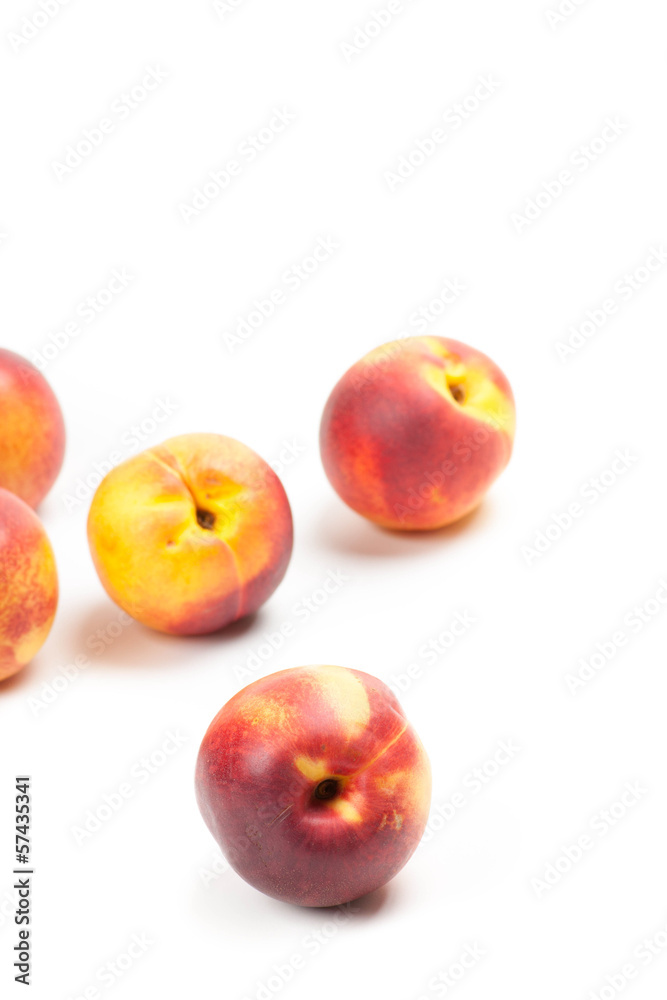 Ripe peaches fruits isolated on white Ripe peaches fruits isolated on white