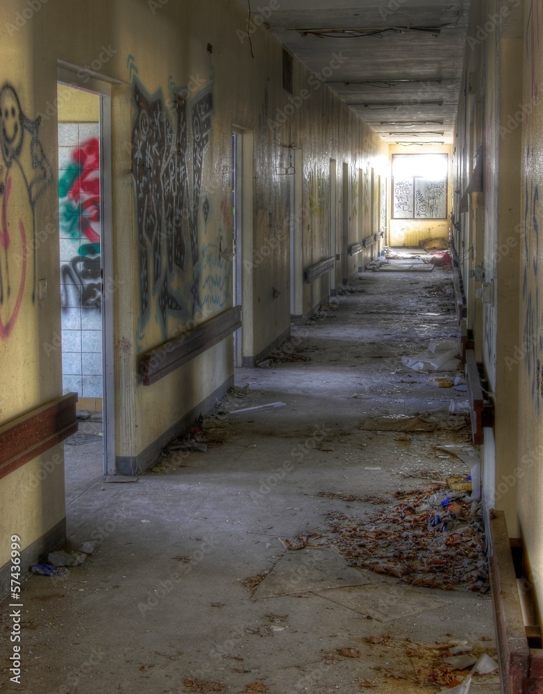 Corridor in an abandoned hospital