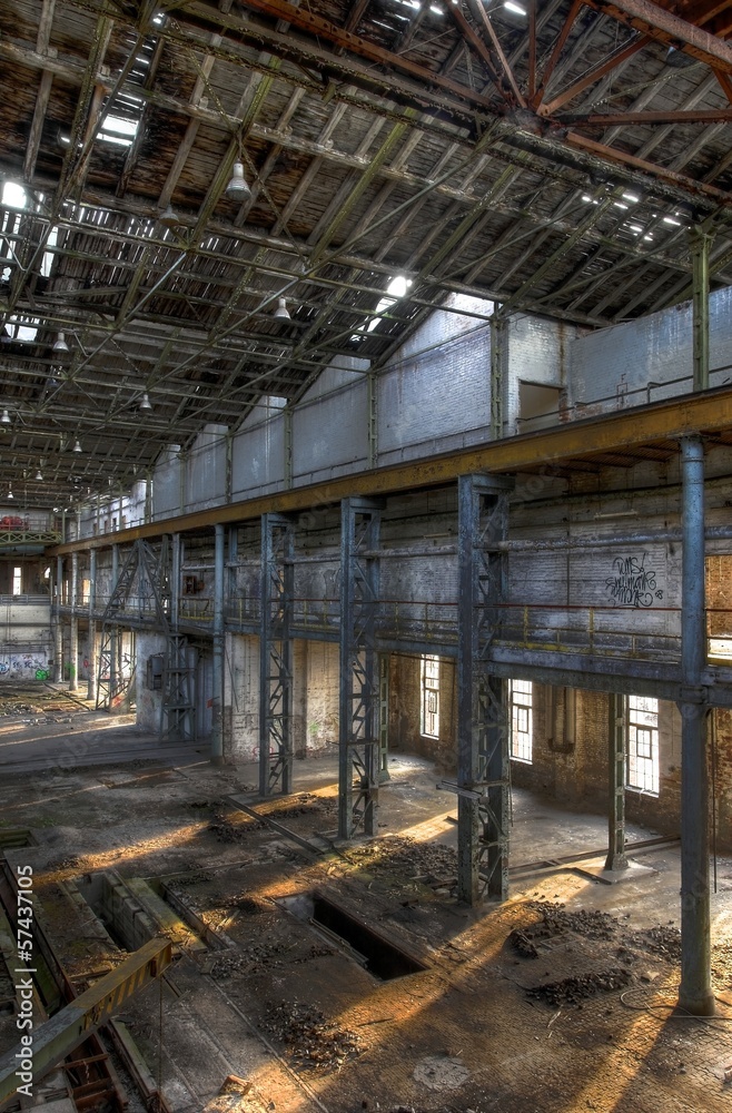 Abandoned hall in a factory