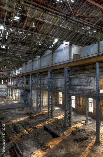 Abandoned hall in a factory