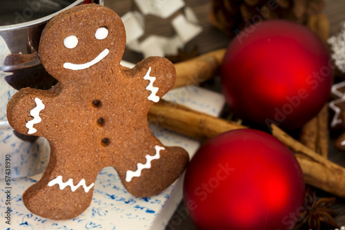 Gingerbread man and other Christmas cookies photo