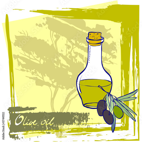 Bottle with fresh olive oil