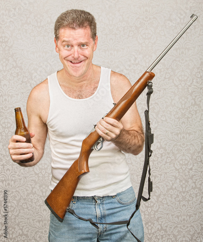 Man with Rifle and Beer