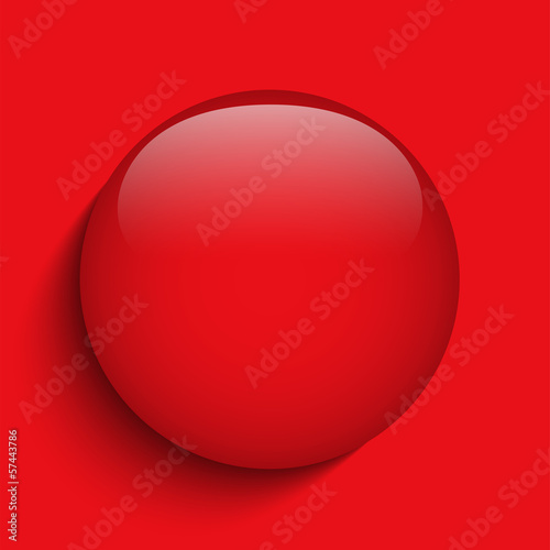 Red Alert Glass Circle Button on Red Background