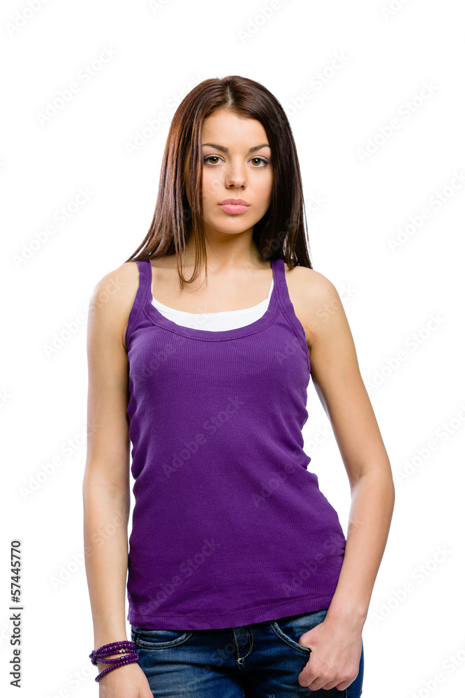 Half-length portrait of girl, isolated on white Half-length portrait of girl, isolated on white