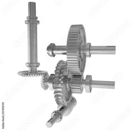 Metal shafts, gears and bearings