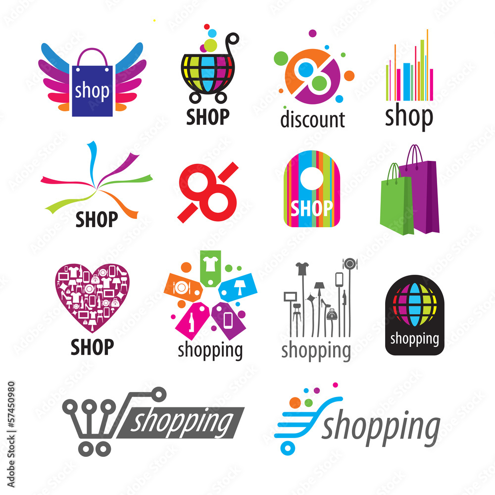 collection of vector logos and shopping discounts