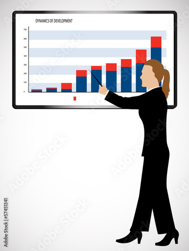 business woman holds presentation