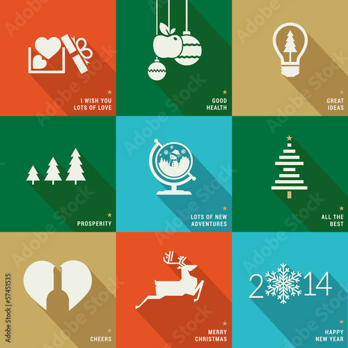 Set of icons, banners and cards for Christmas and New Year