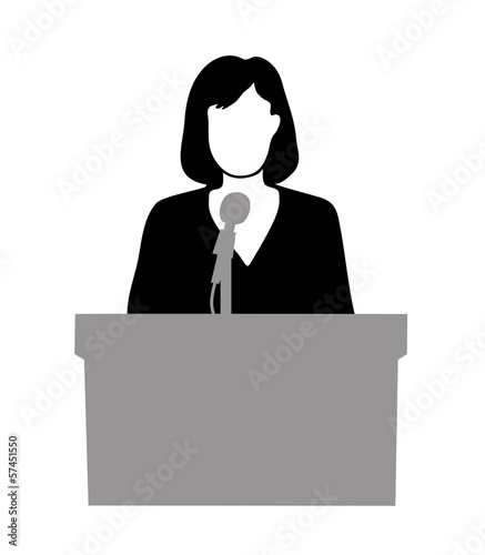 silhouette of the politician before a microphone