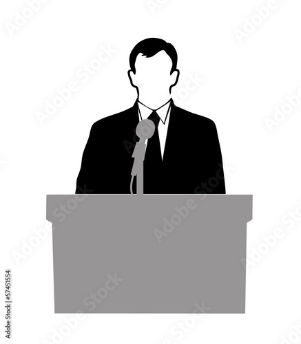 silhouette of the politician before a microphone