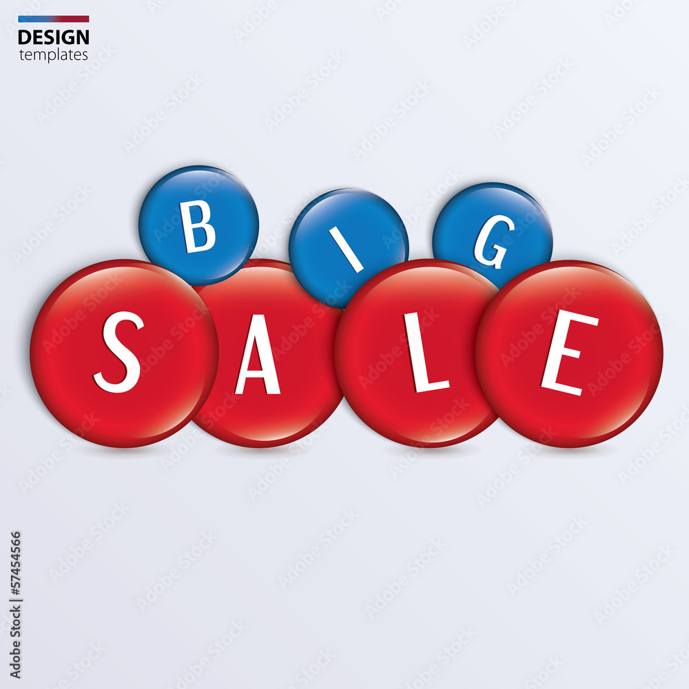Big sale sign on glossy buttons. Vector illustration. Big sale sign on glossy buttons. Vector illustration.
