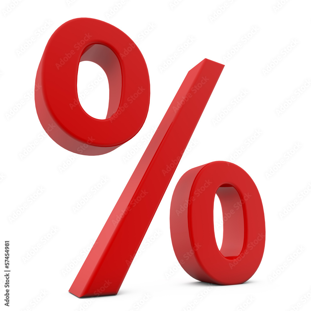Red 3D percent sign isolated on white background Red 3D percent sign isolated on white background
