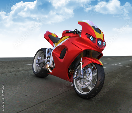 Red sport prototype motorbike