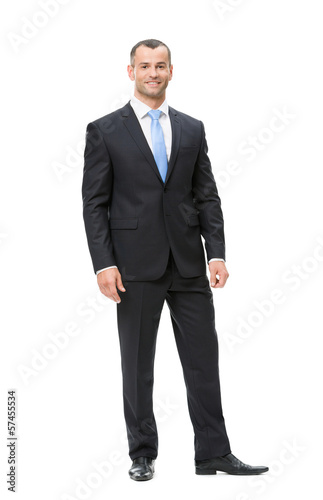 Full-length portrait of business man, isolated