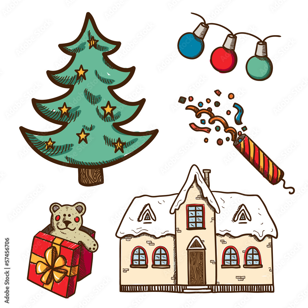 Christmas and New Year objects collection.